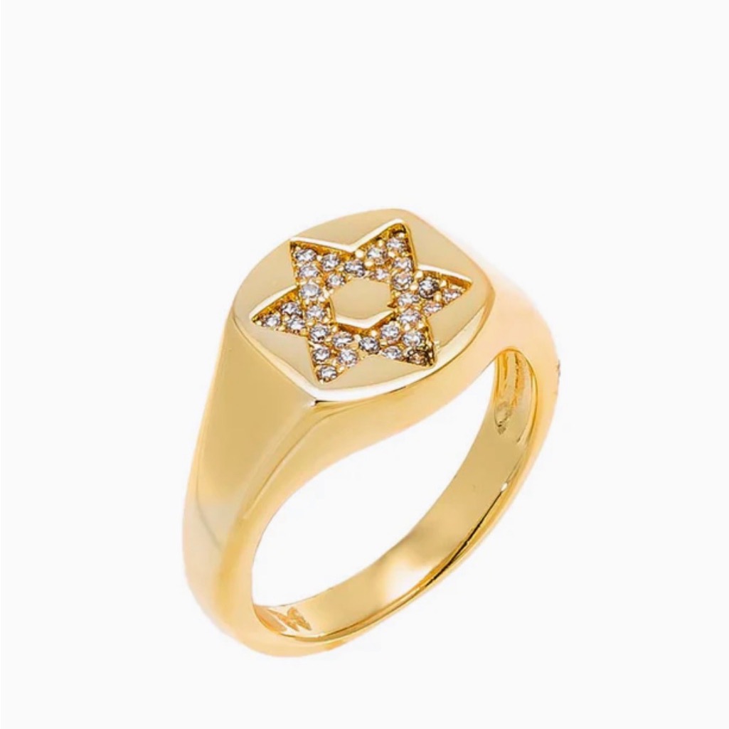 Adina Eden Pave Star Of David Pinky Ring Nwt 30$